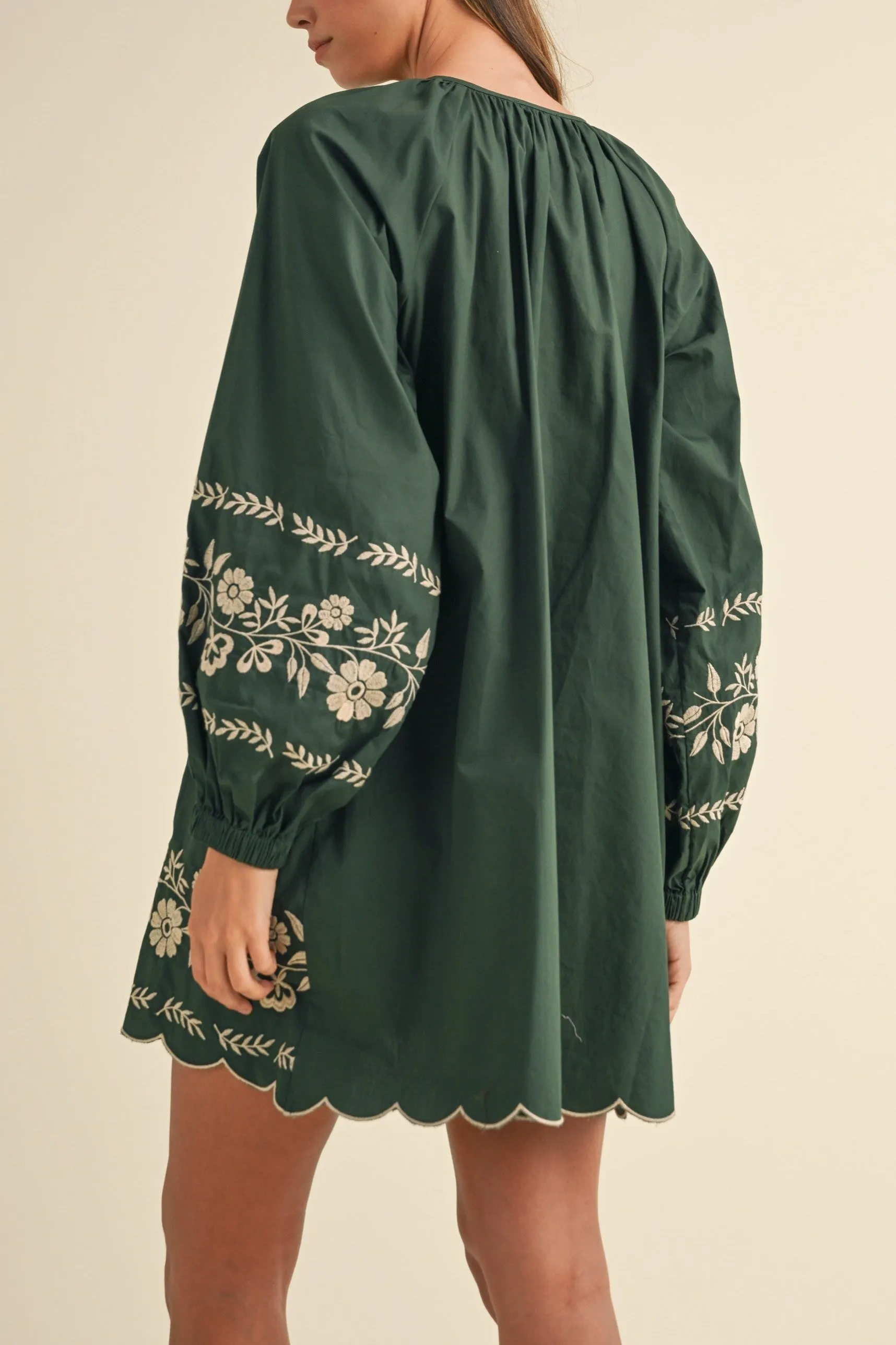 Embroidered Long Sleeves Shift Mini Dress sold by Evercado product image thumbnail 4