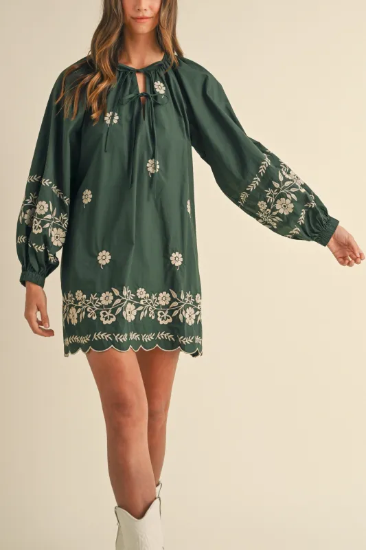Embroidered Long Sleeves Shift Mini Dress sold by Evercado