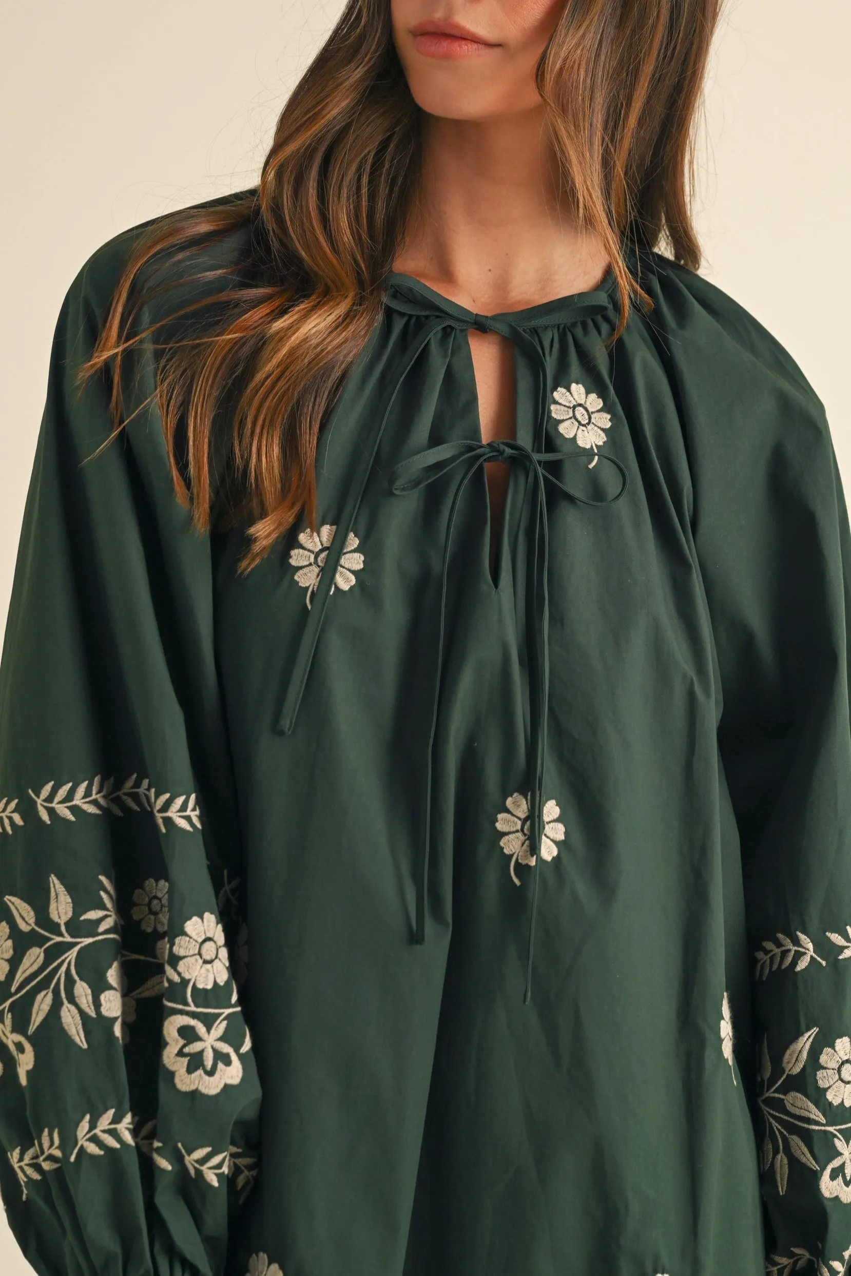 Embroidered Long Sleeves Shift Mini Dress sold by Evercado product image thumbnail 5
