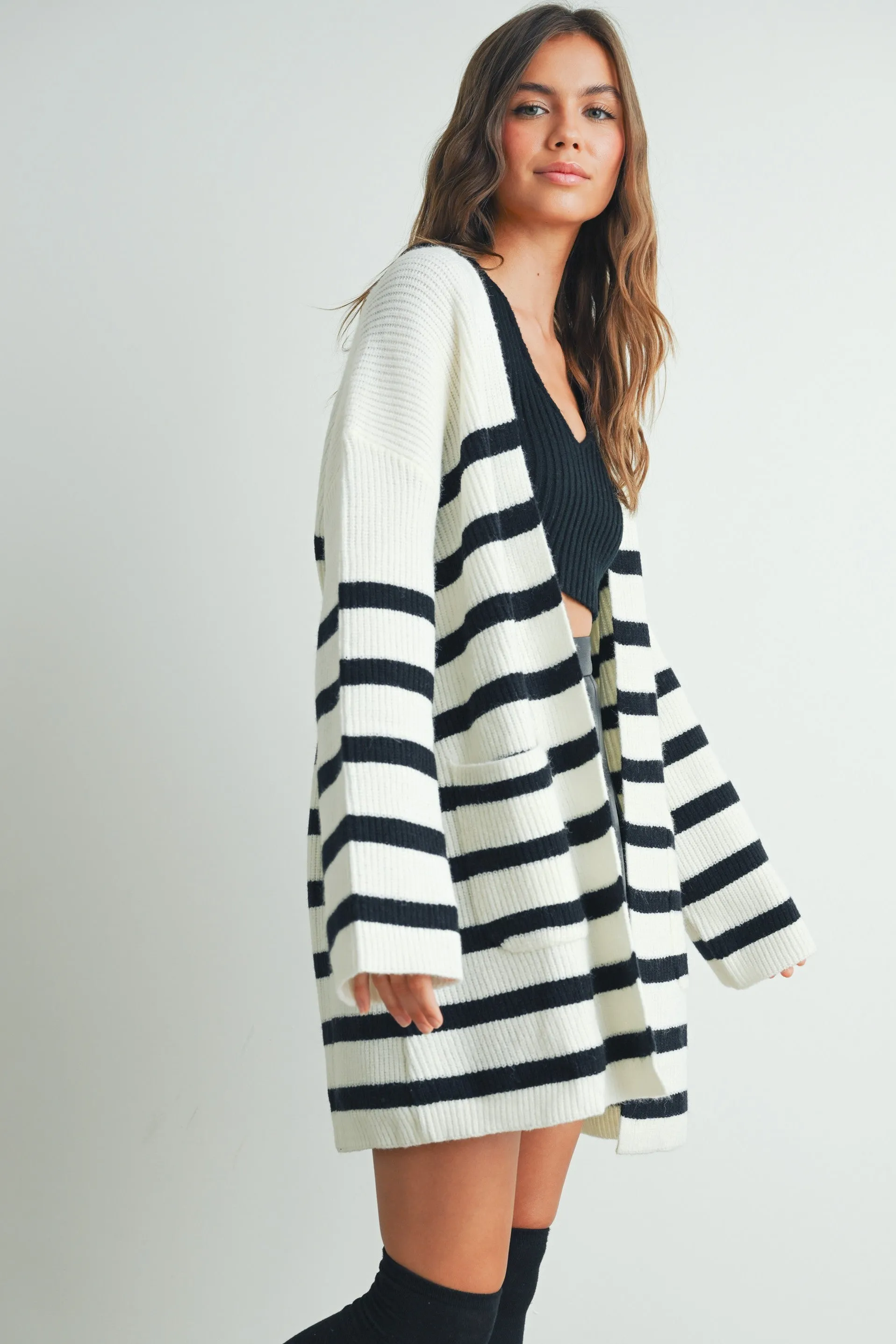 Stripe Knitted Stripe Cardigan sold by Evercado