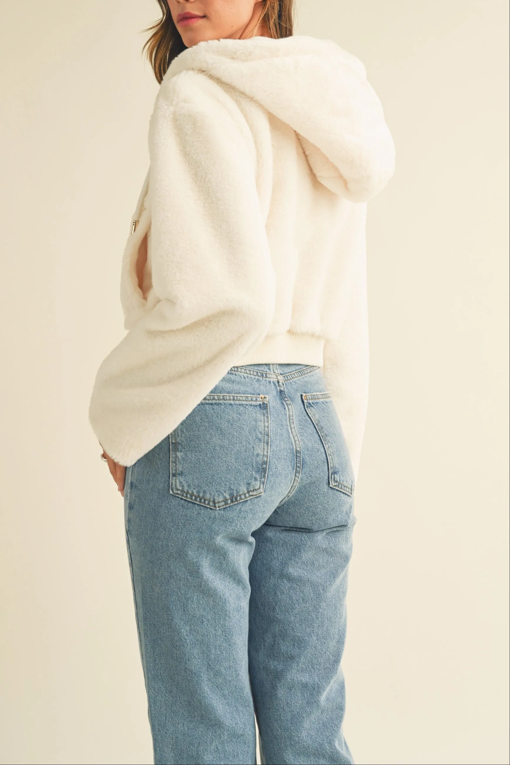 Faux Fur Hoodie Crop Jacket sold by Evercado product image thumbnail 5