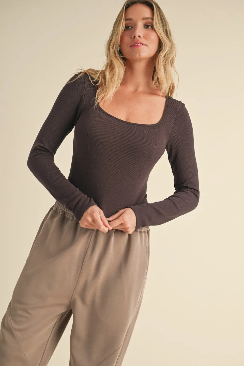 Square Neck Long Sleeve Top sold by Evercado