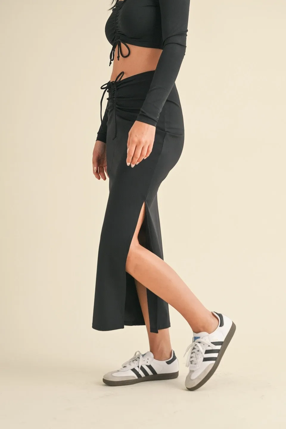 Ruched Side Slit Maxi Skirt sold by Evercado product image thumbnail 5