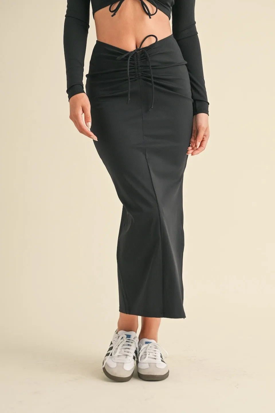 Ruched Side Slit Maxi Skirt sold by Evercado product image thumbnail 2