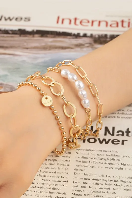 Pearl Mixed Chain Bracelet sold by Evercado