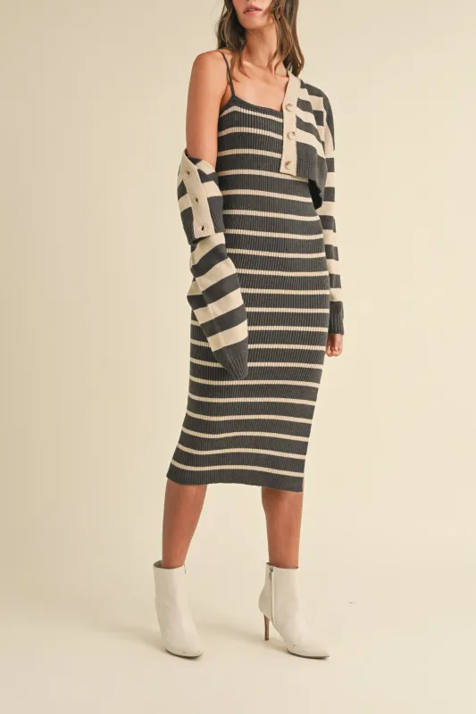 Bodycon Midi Dress and Crop Cardigan Set sold by Evercado