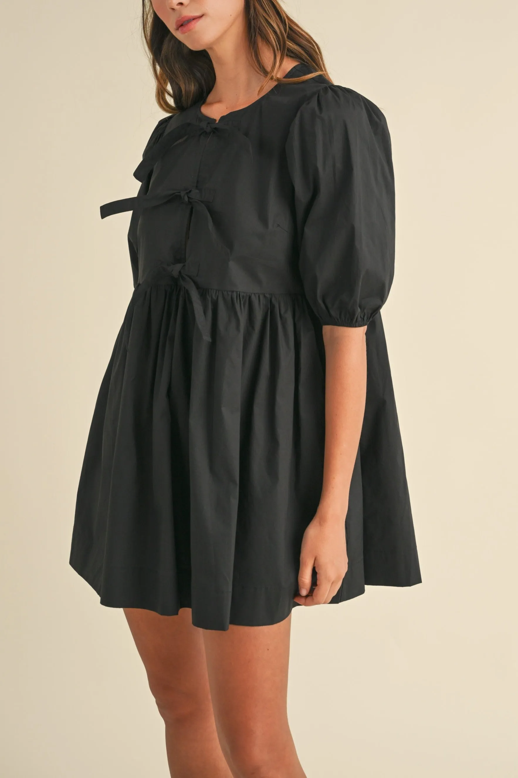 Poplin Front Bow Tie Mini Dress sold by Evercado product image thumbnail 3