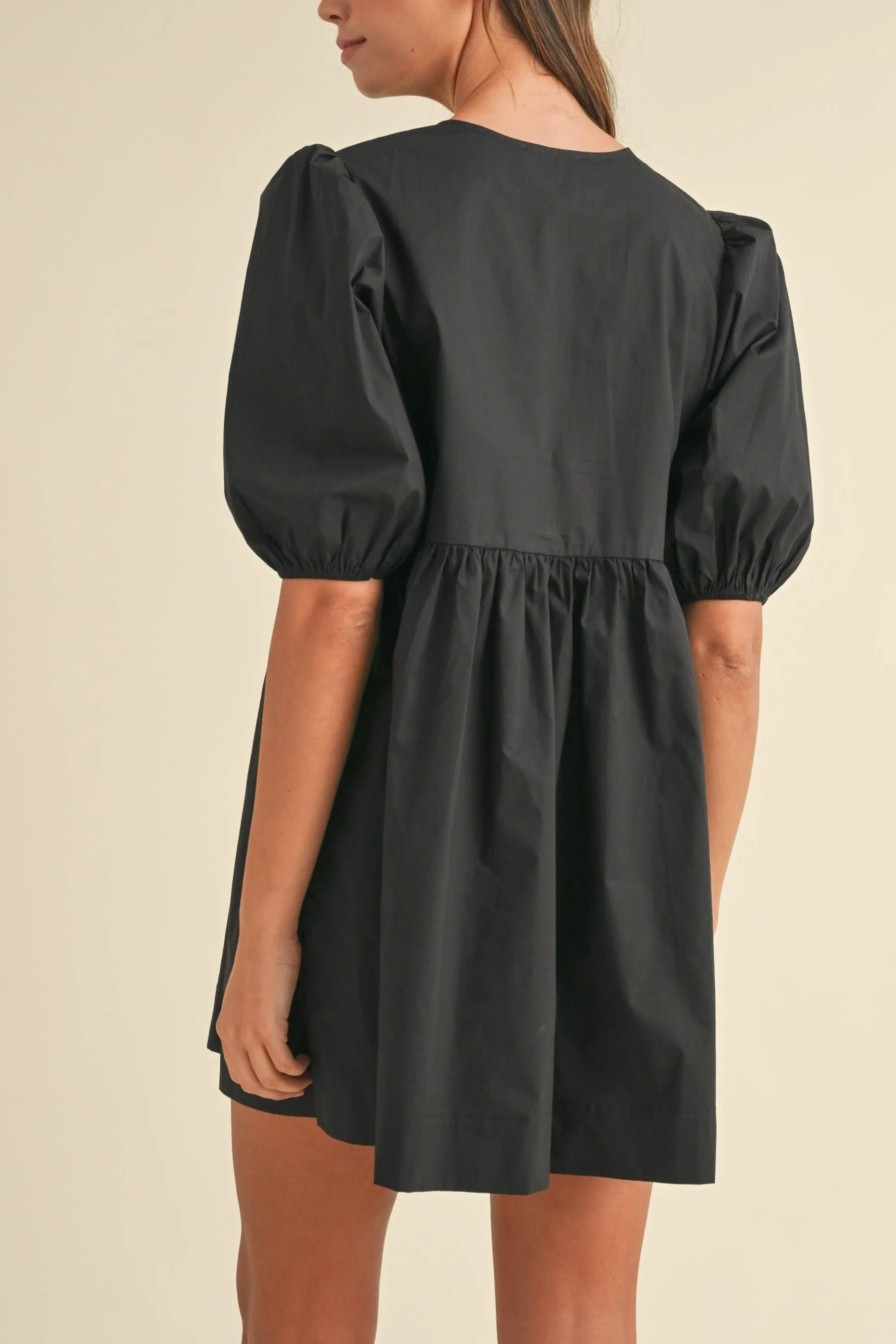 Poplin Front Bow Tie Mini Dress sold by Evercado product image thumbnail 4