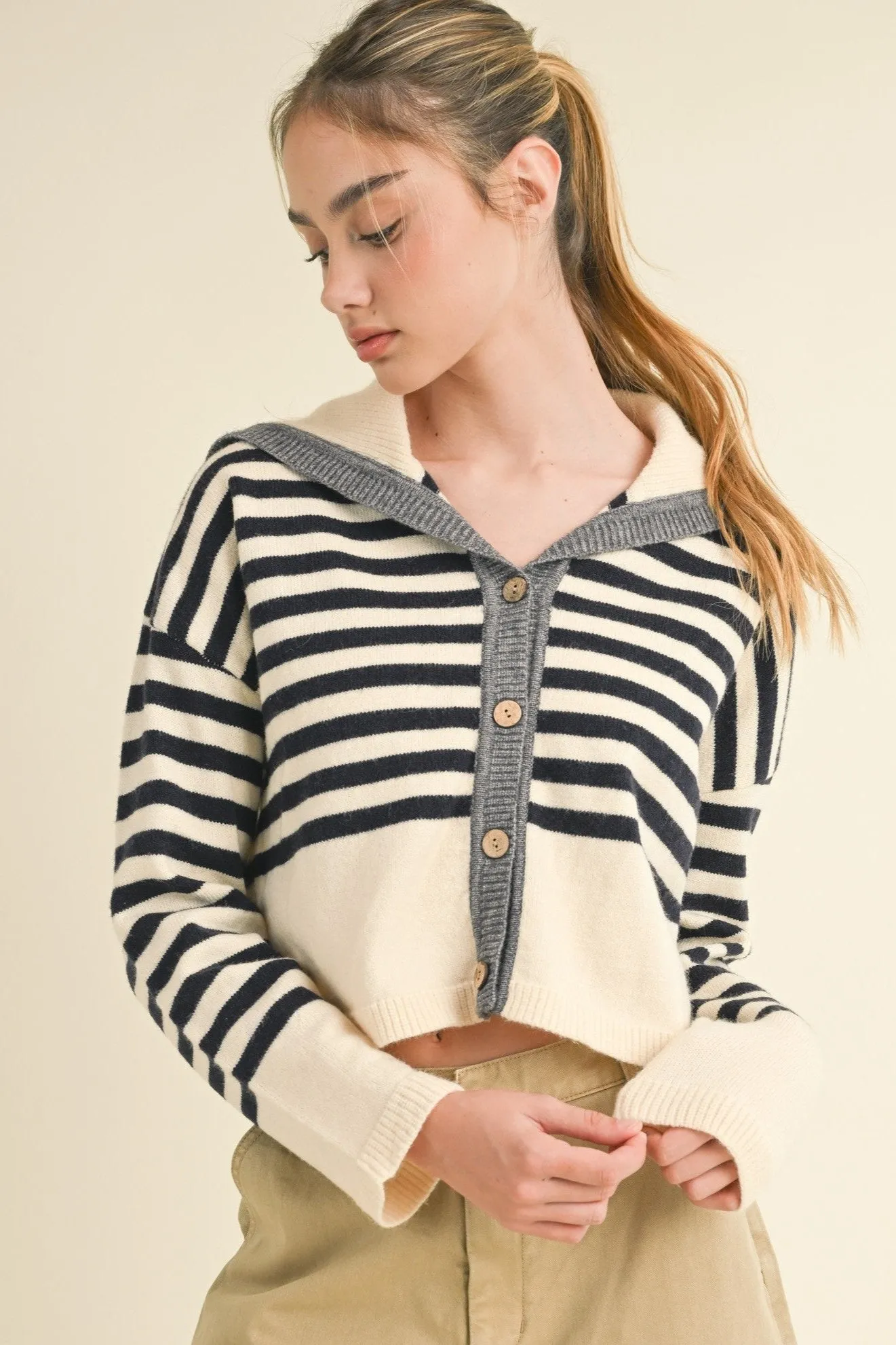 Sailor Collar Cute Sweater Cardigan sold by Evercado
