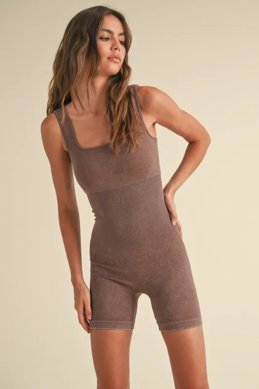 Basic Ribbed Romper sold by Evercado