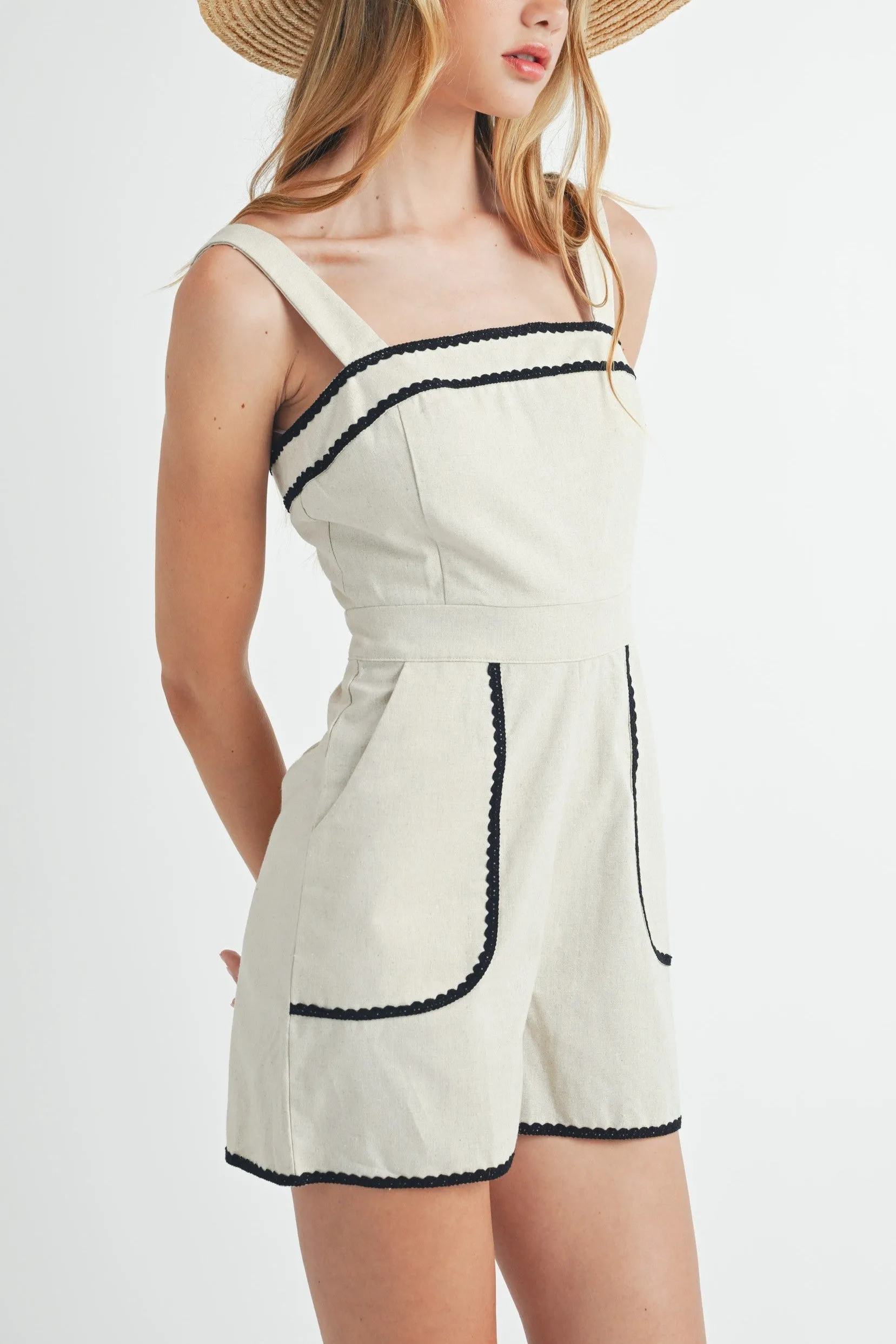 Lovely Lace Scallop Detail Romper sold by Evercado product image thumbnail 3