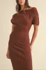One Shoulder Ribbed Knit Midi Dress sold by Evercado