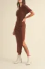 One Shoulder Ribbed Knit Midi Dress sold by Evercado