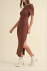 One Shoulder Ribbed Knit Midi Dress sold by Evercado