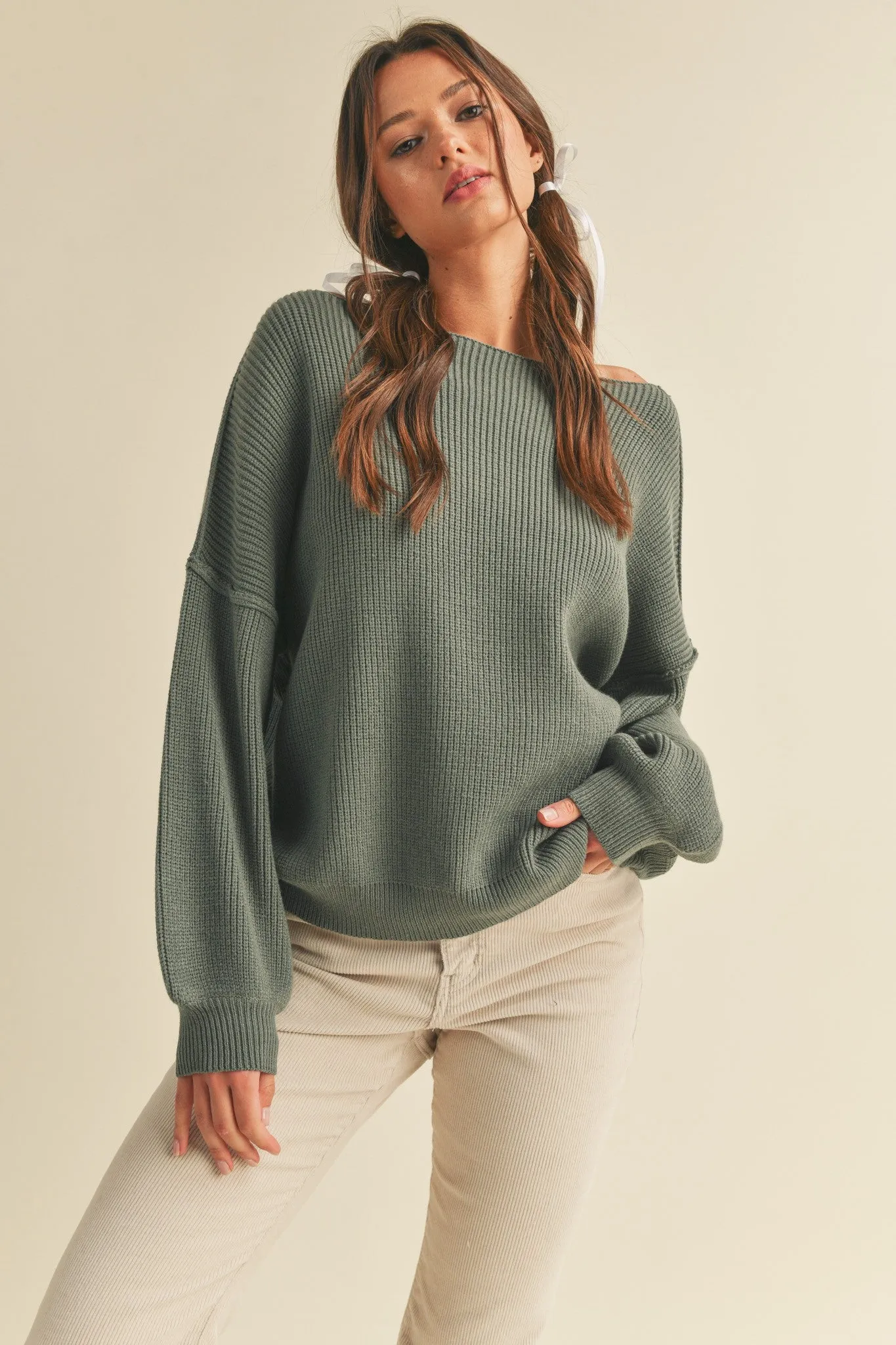 Boatneck Bubble Sleeve Sweater sold by Evercado product image thumbnail 2