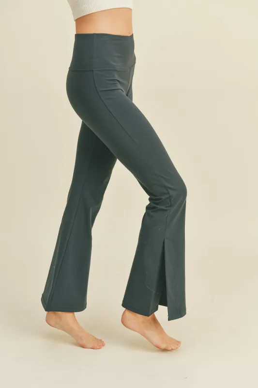 High Rise Side Slit Flare Leggings sold by Evercado