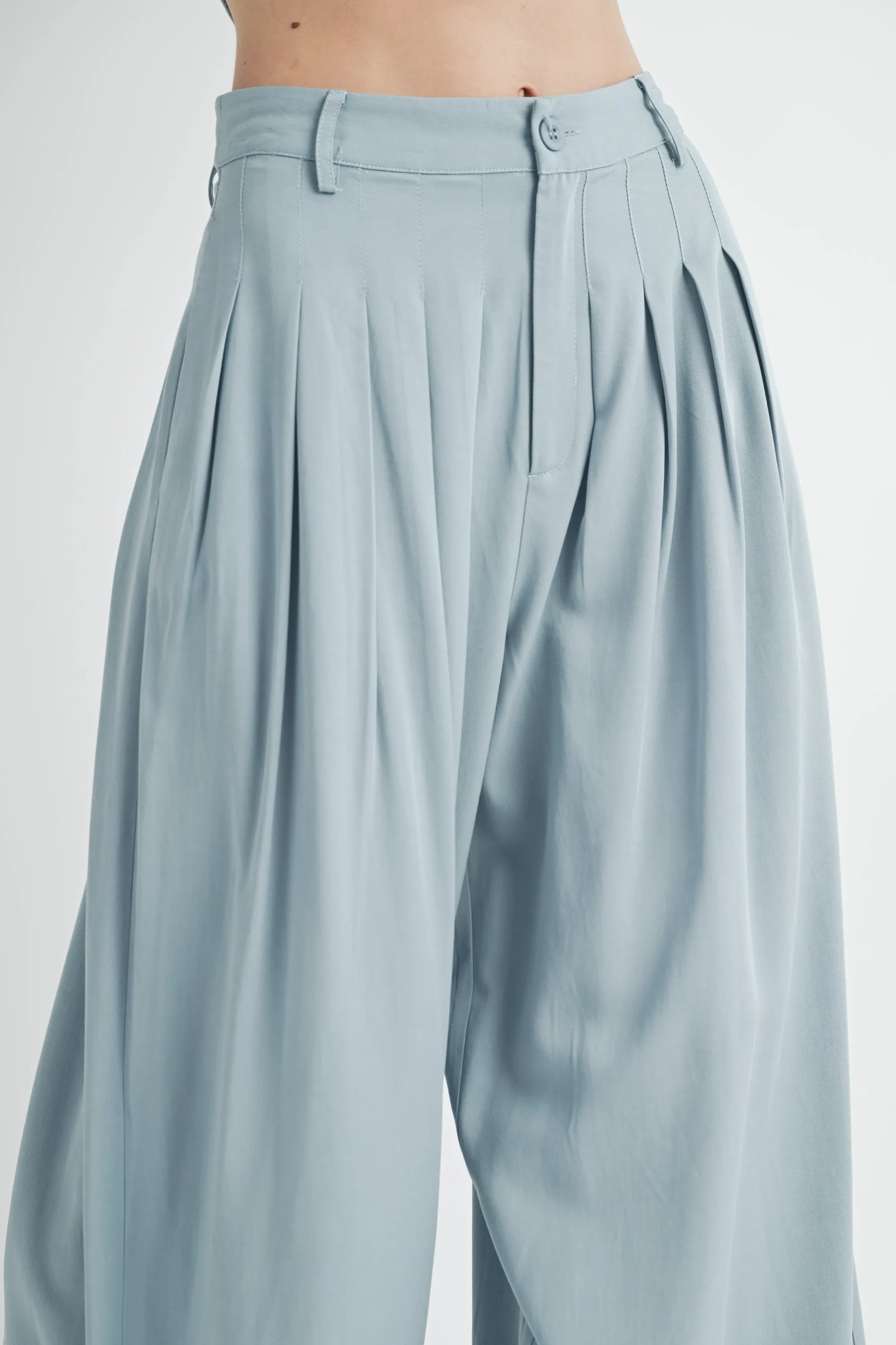 Simple Crop Top & Pleated Wide Leg Pants sold by Evercado product image thumbnail 5
