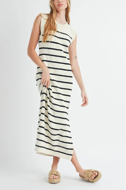 Sleeveless Stripe Sweater Maxi Dress sold by Evercado