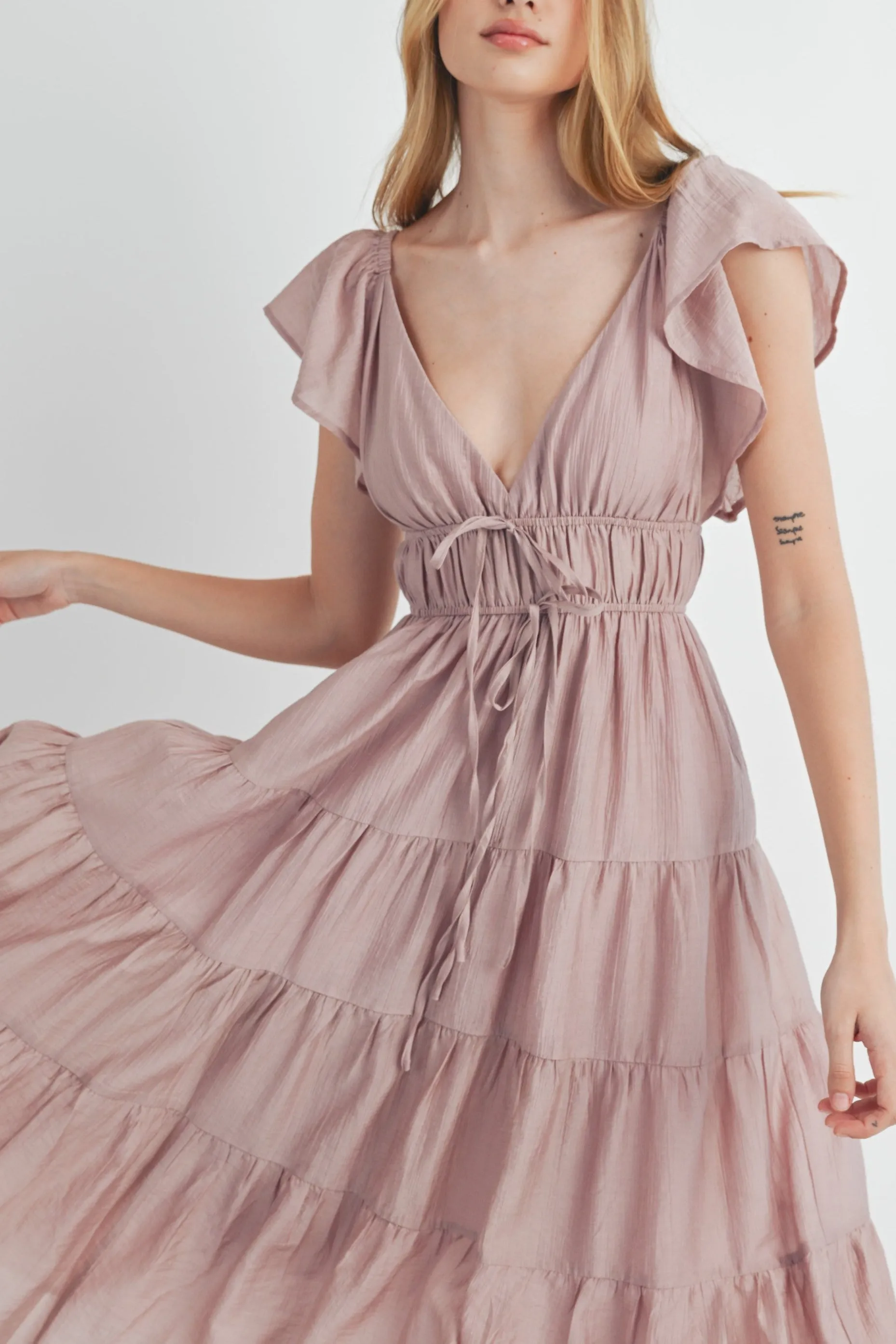 Ruffle Sleeve Summer Midi Dress sold by Evercado product image thumbnail 3