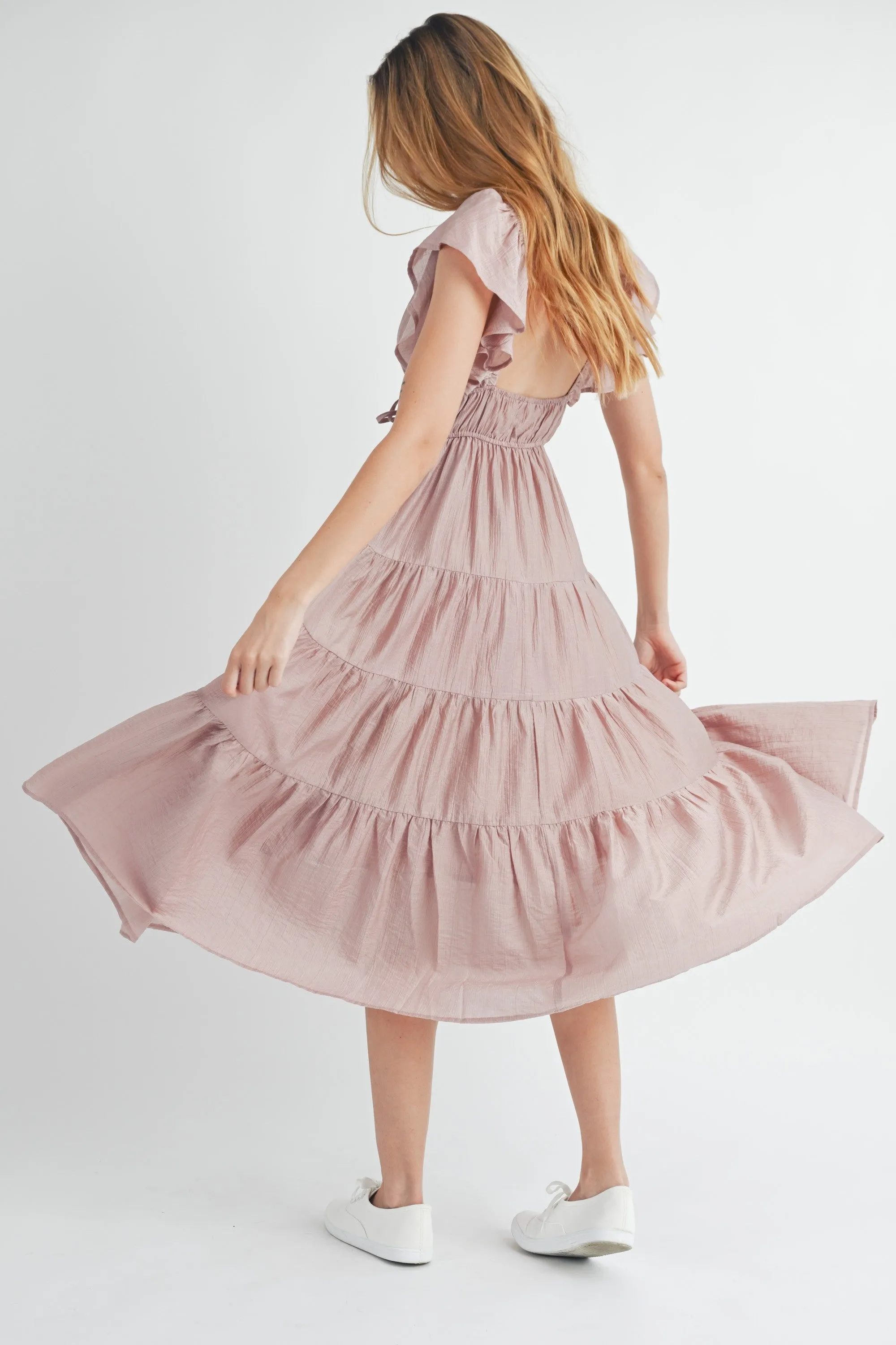 Ruffle Sleeve Summer Midi Dress sold by Evercado product image thumbnail 2