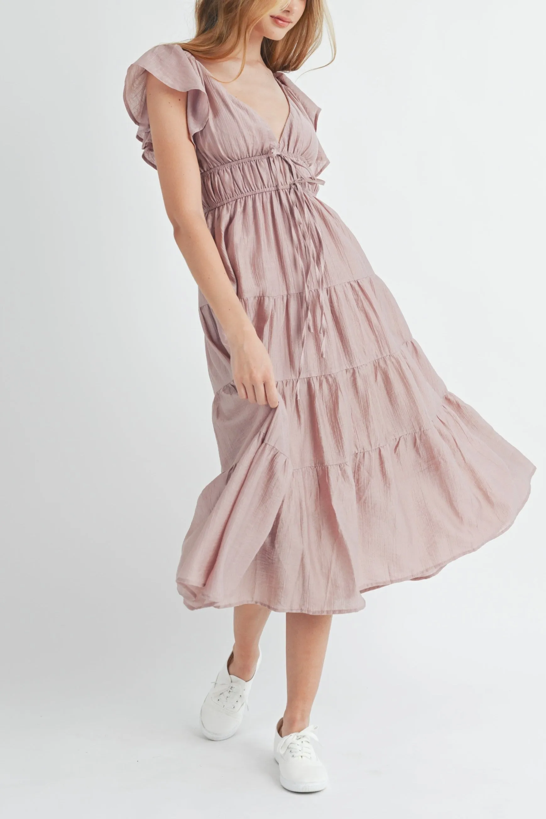 Ruffle Sleeve Summer Midi Dress sold by Evercado product image thumbnail 4