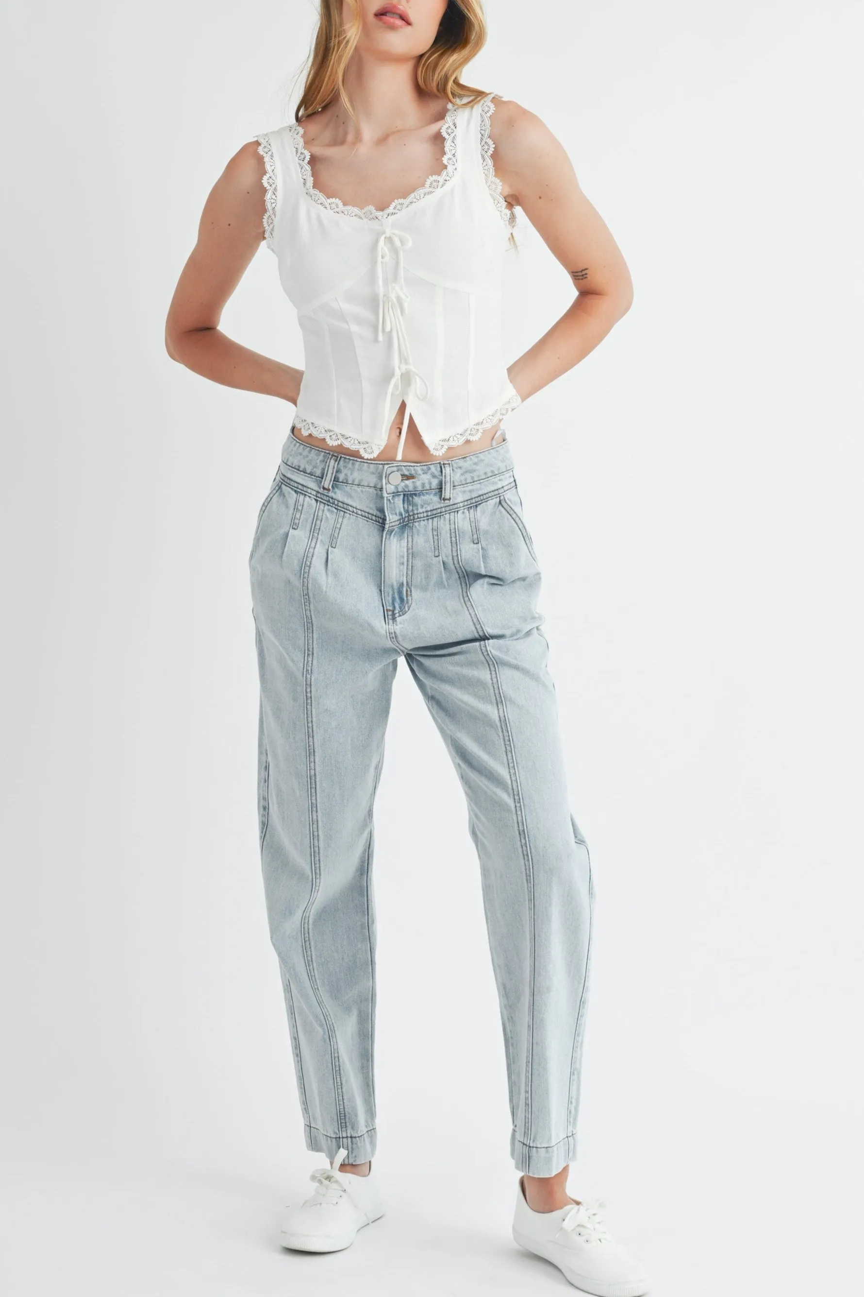Pleated Detail Denim Jeans sold by Evercado product image thumbnail 5