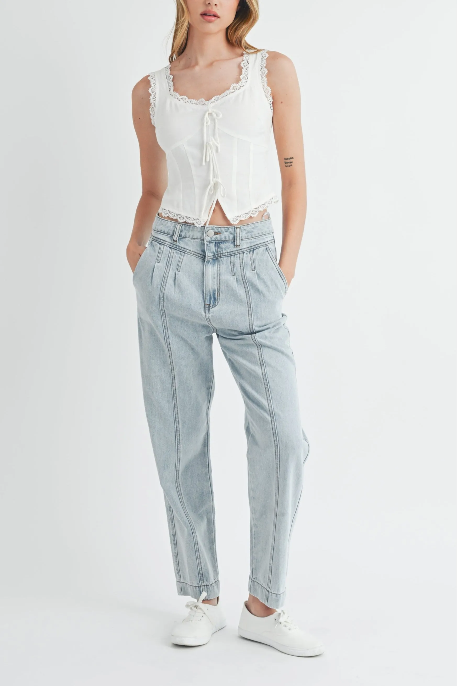 Pleated Detail Denim Jeans sold by Evercado product image thumbnail 2