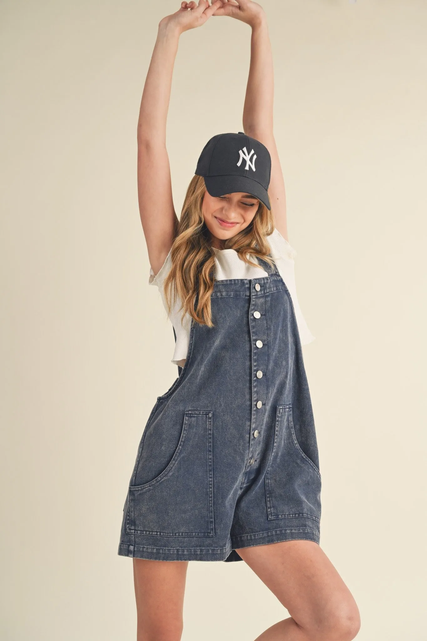 Relaxed Fit Washed Cute Romper sold by Evercado product image thumbnail 2