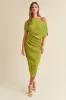 One Shoulder Pleated Midi Dress sold by Evercado