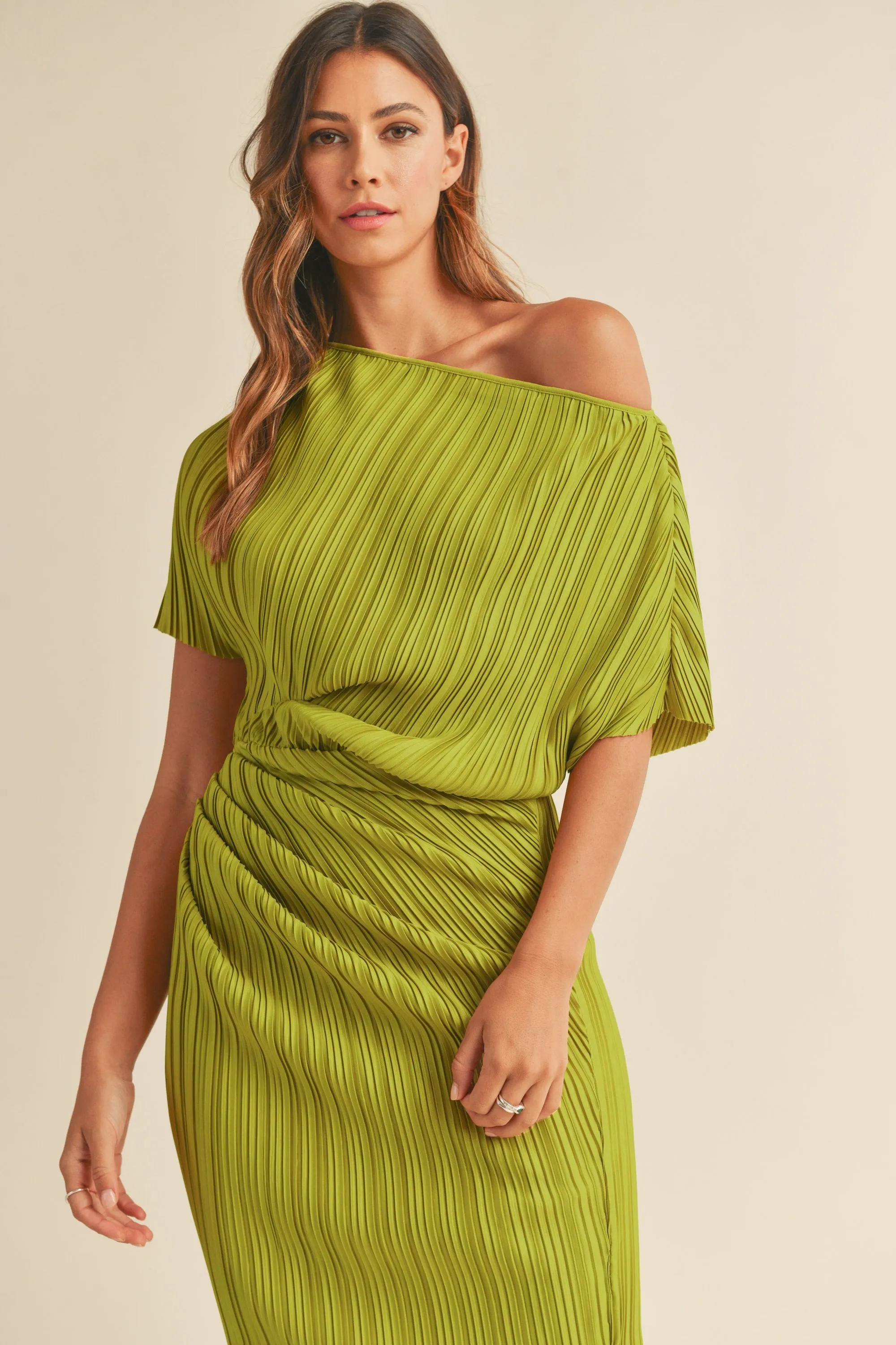 One Shoulder Pleated Midi Dress sold by Evercado product image thumbnail 5