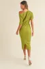 One Shoulder Pleated Midi Dress sold by Evercado
