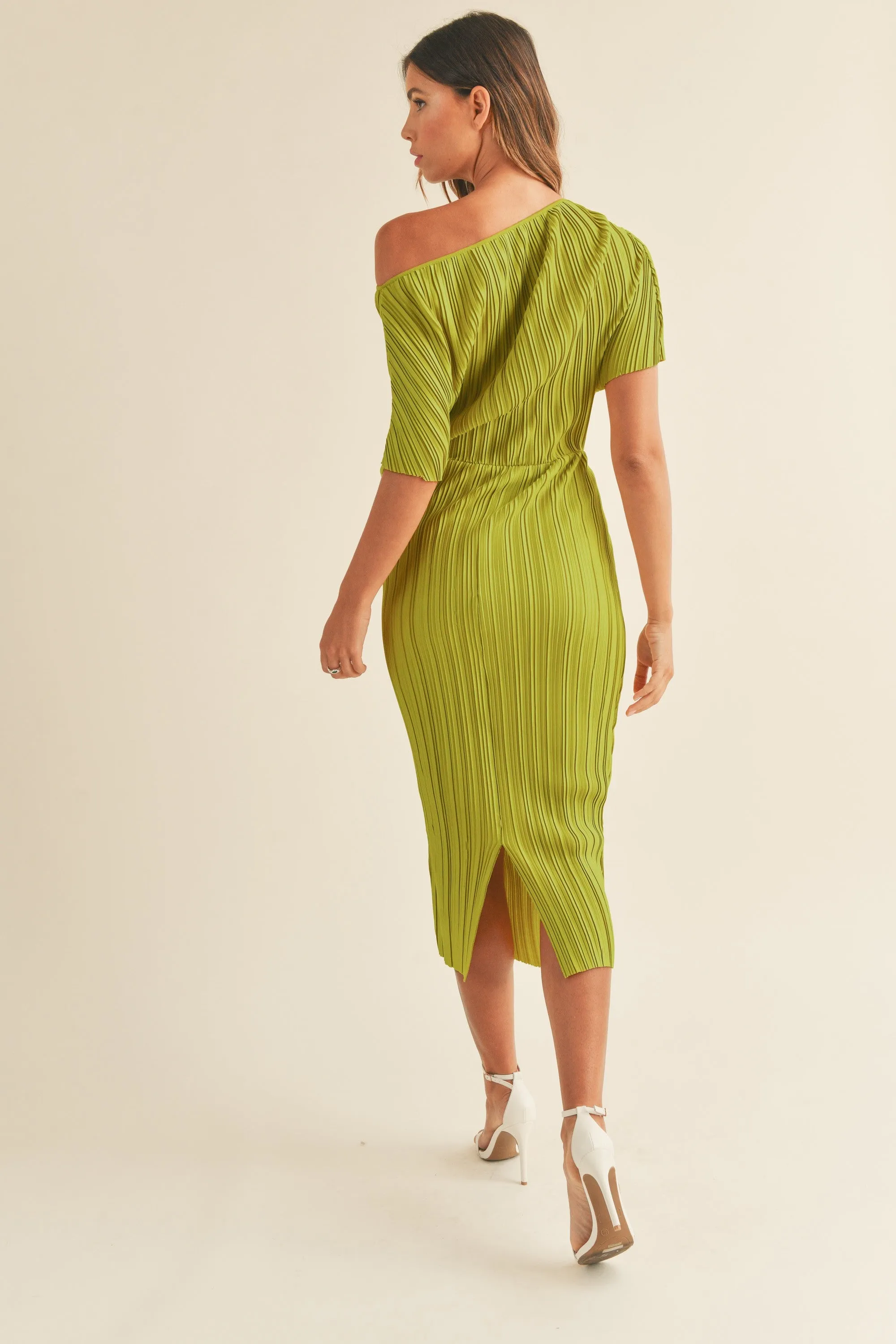 One Shoulder Pleated Midi Dress sold by Evercado product image thumbnail 4