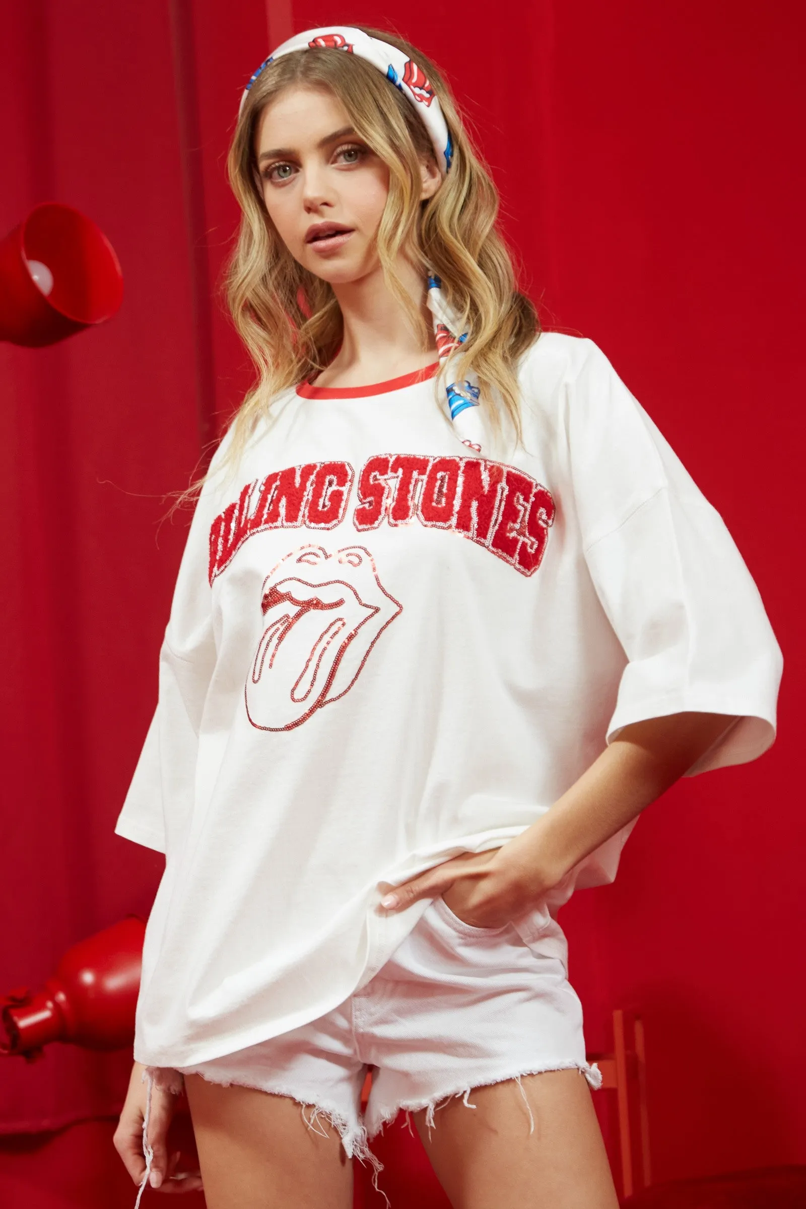 Rolling Stones Embroidery Oversized T sold by Evercado product image thumbnail 2