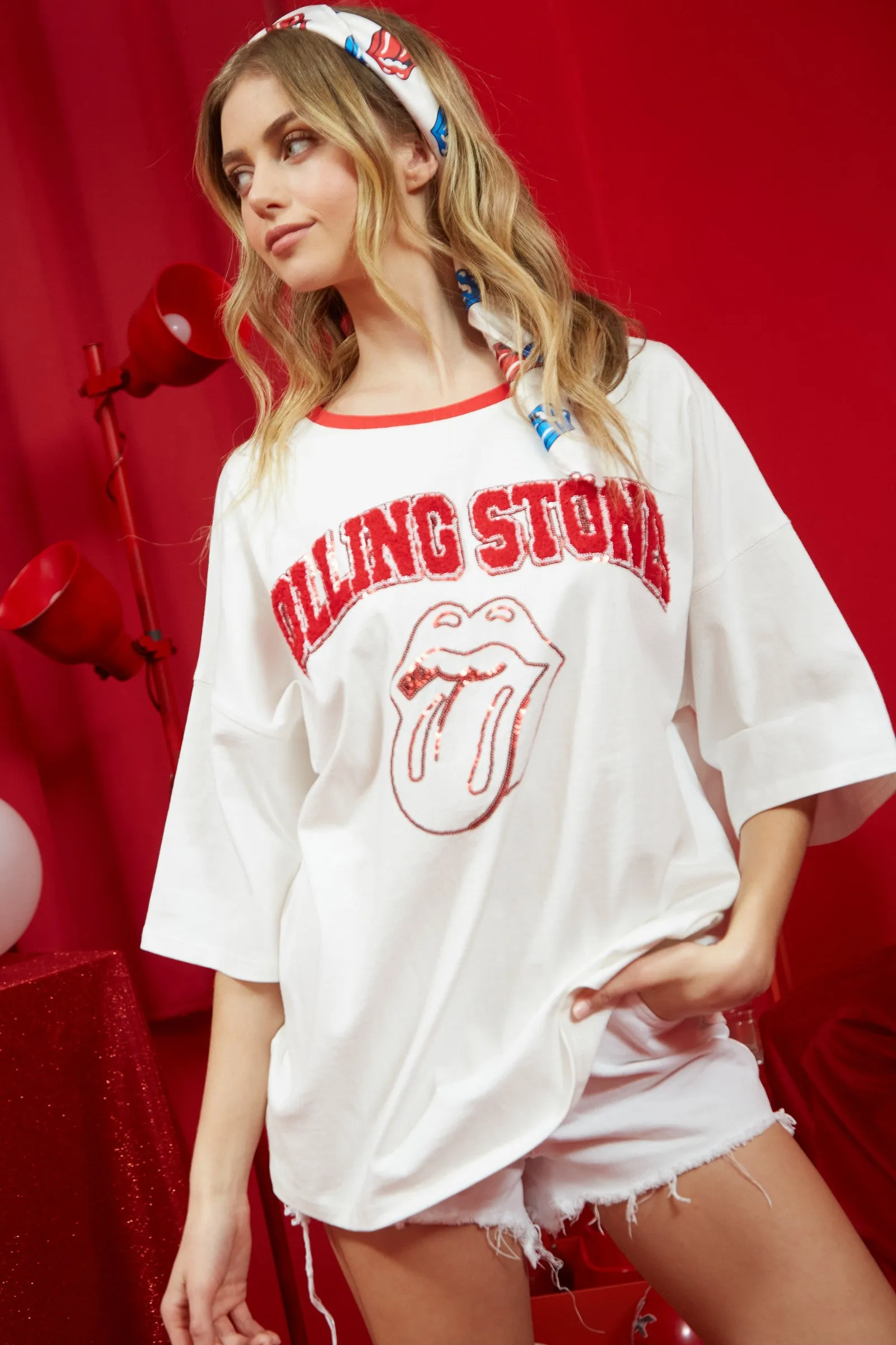 Rolling Stones Embroidery Oversized T sold by Evercado product image thumbnail 3