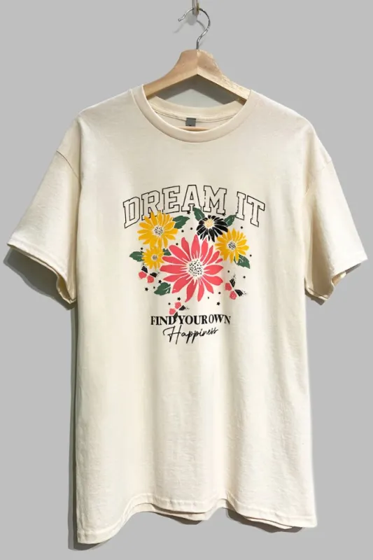 Dream it Oversized Natural T-Shirt sold by Evercado