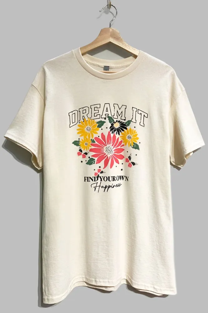 Dream it Oversized Natural T-Shirt sold by Evercado