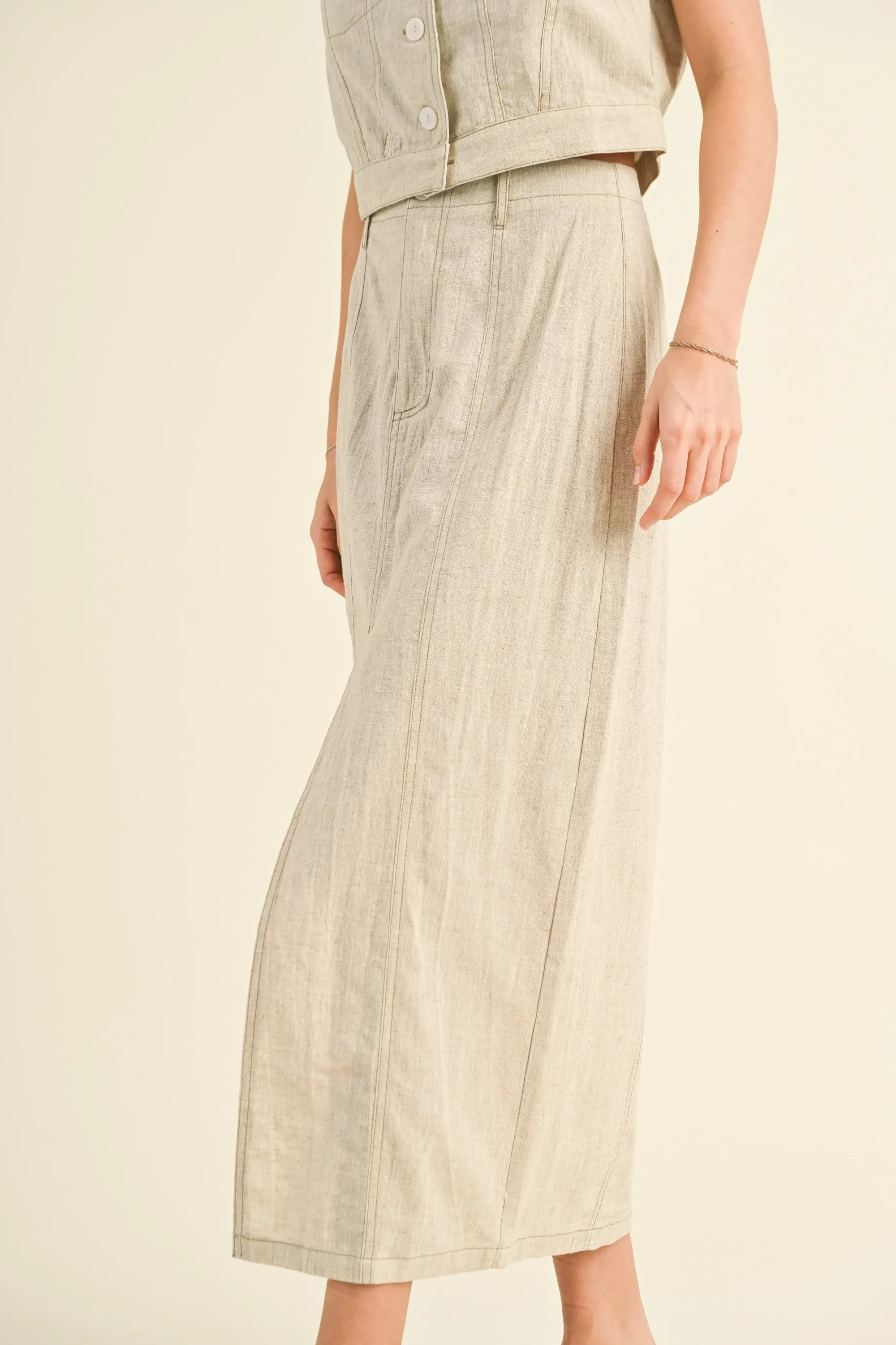 Linen Front Slit Maxi Skirt sold by Evercado product image thumbnail 5