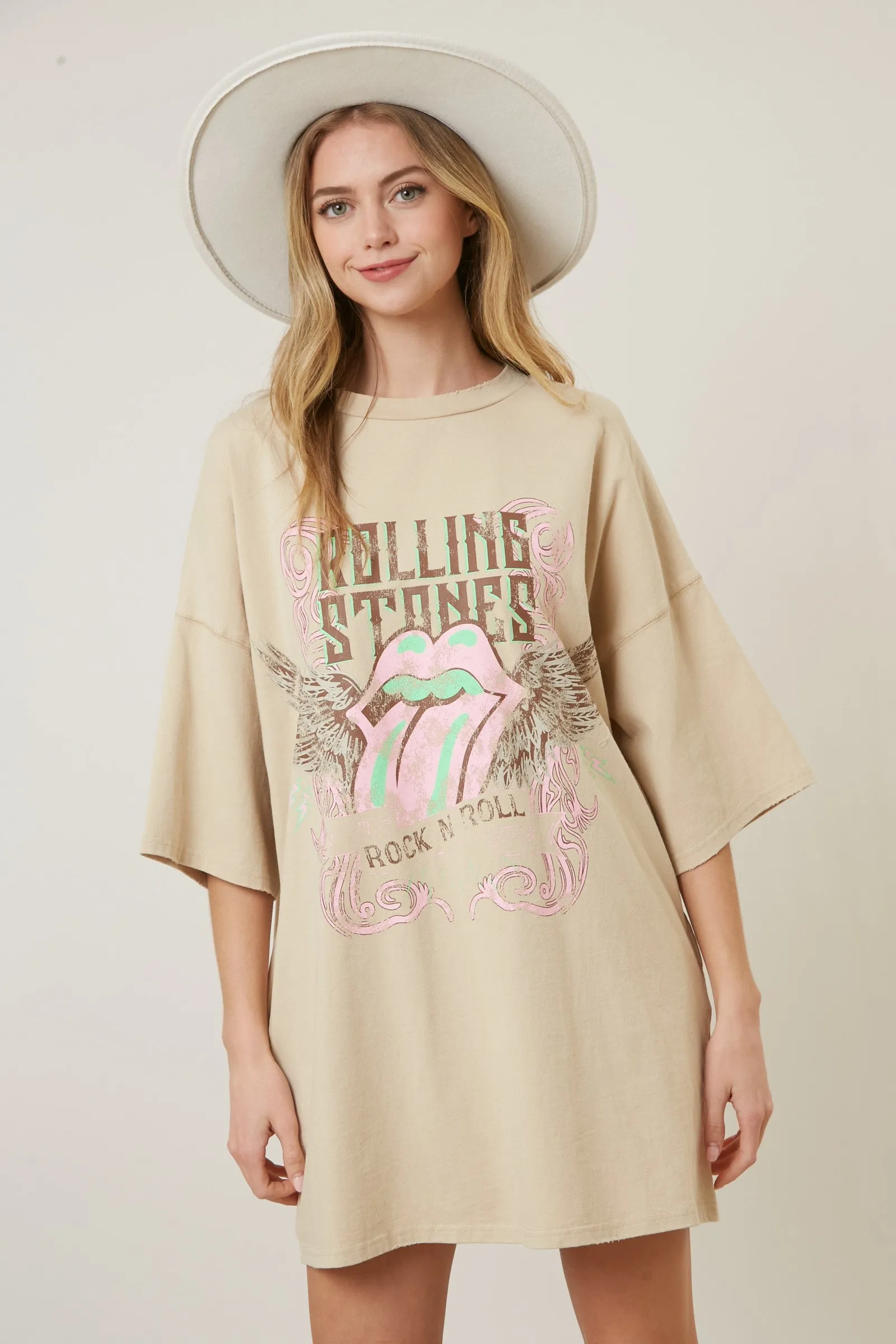 Rolling Stones Washed Graphic Dress sold by Evercado