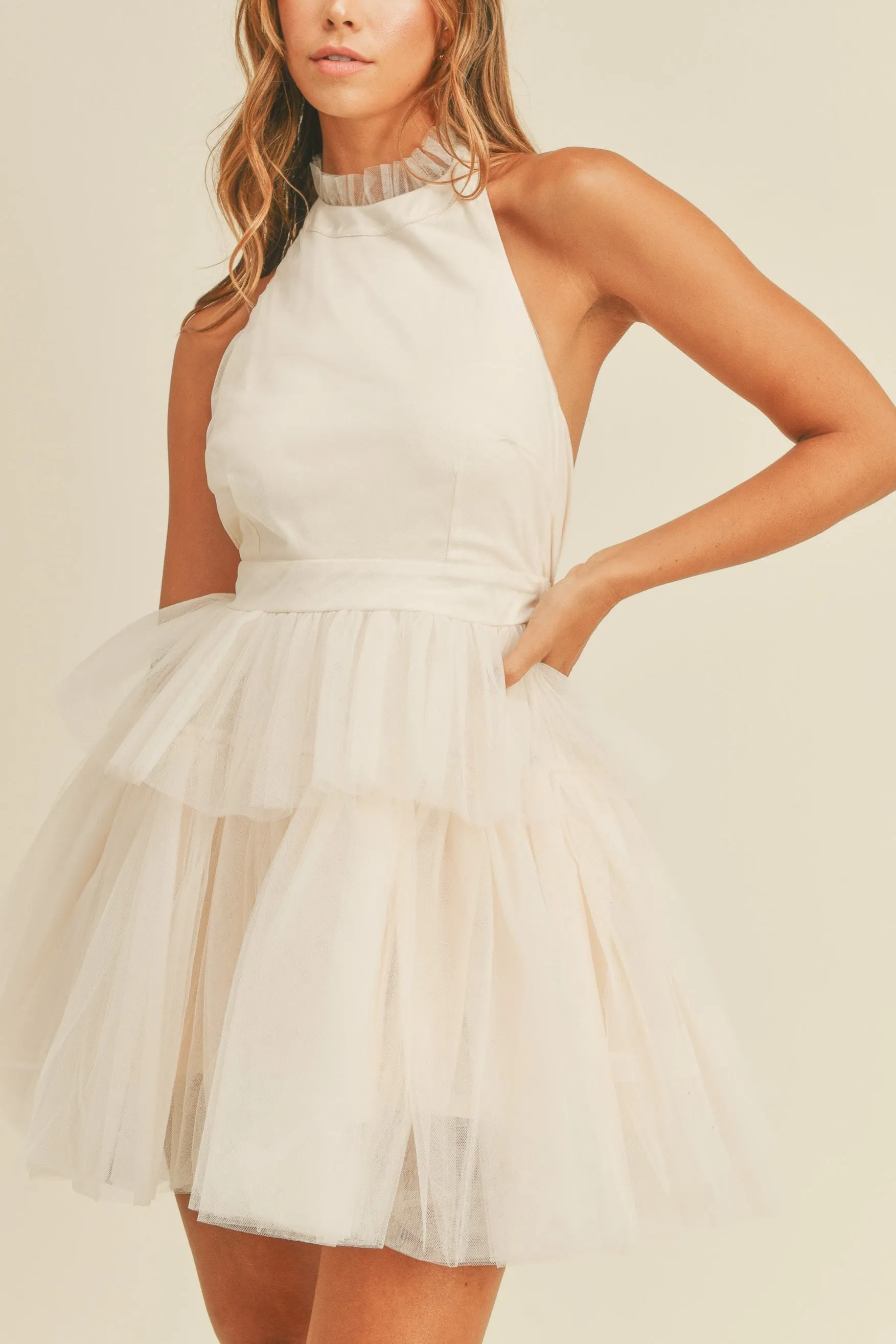 Halter Neck Tulle Mini Dress sold by Evercado product image thumbnail 3