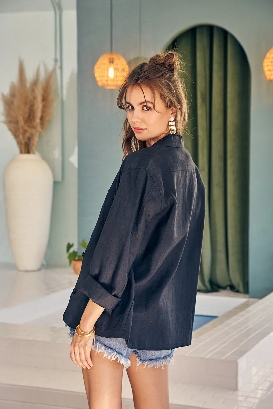 Linen Casual Blazer sold by Evercado product image thumbnail 3