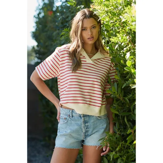 Sailor Collar Striped Top sold by Evercado