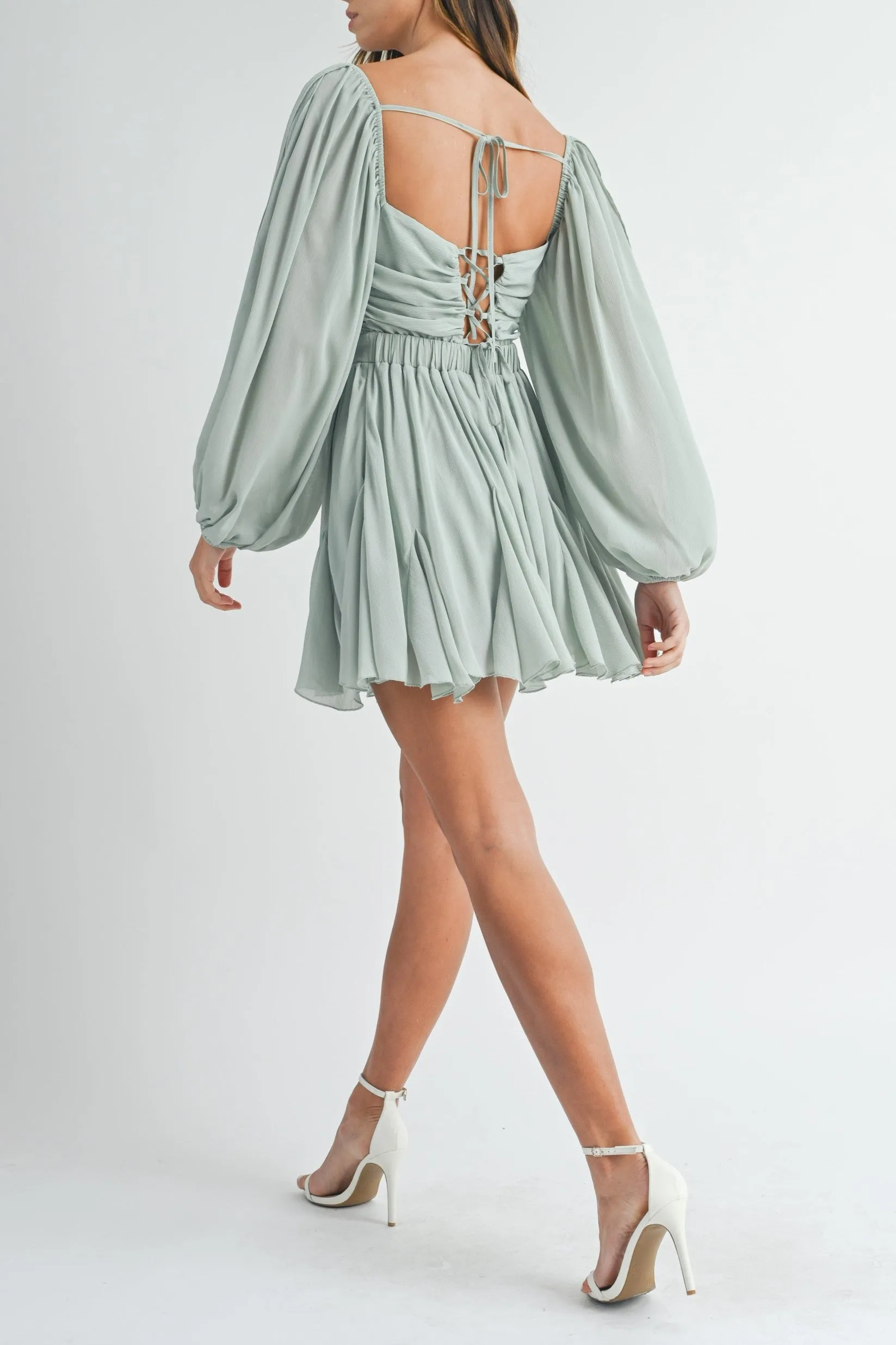 Back Lace Up Ruffle Mini Dress sold by Evercado product image thumbnail 4