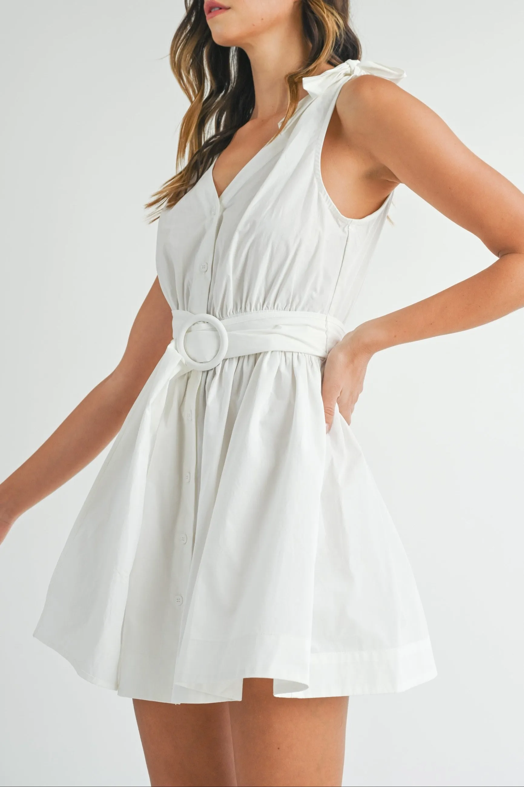 Sleeveless Shoulder Tie Mini Dress sold by Evercado product image thumbnail 4