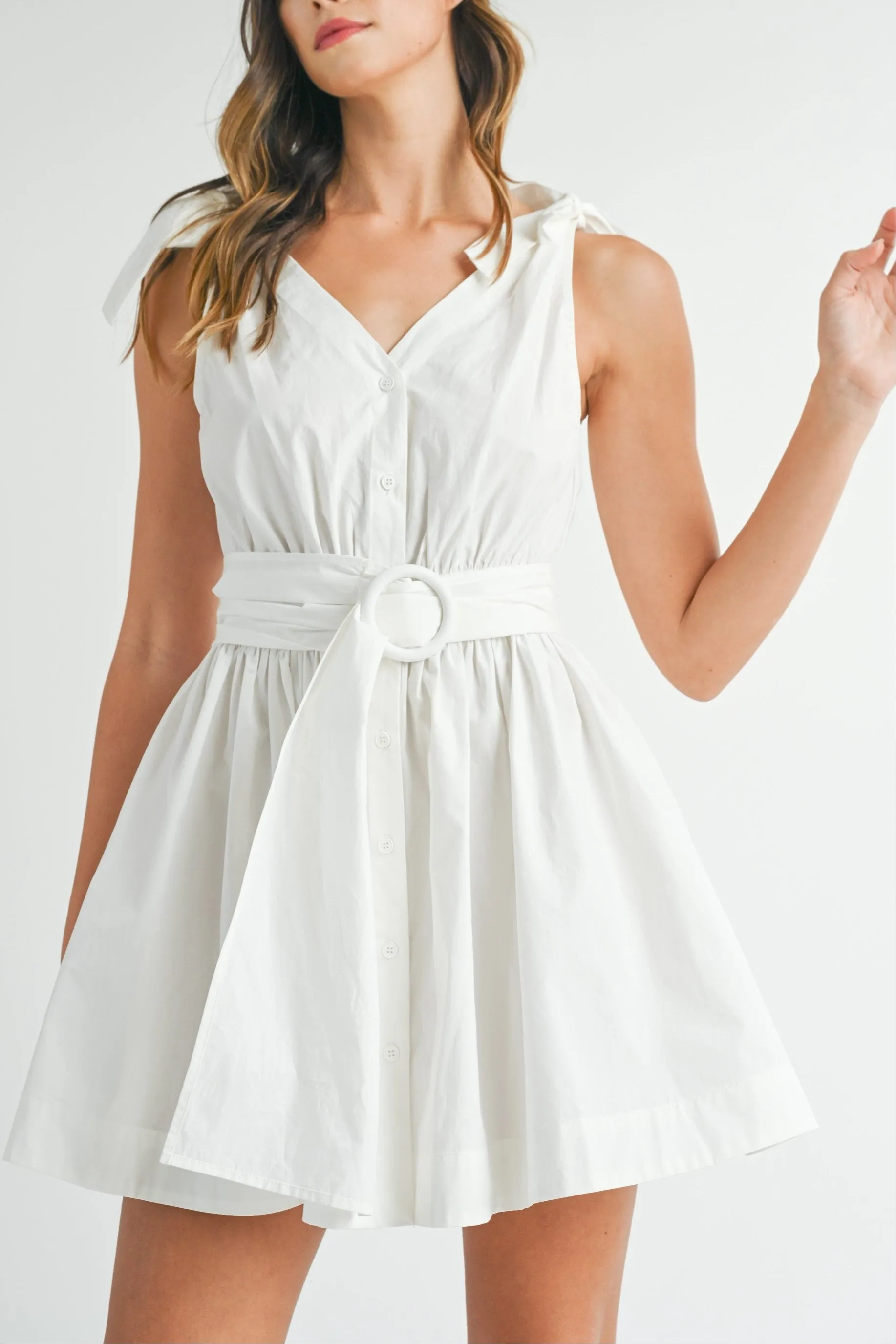 Sleeveless Shoulder Tie Mini Dress sold by Evercado