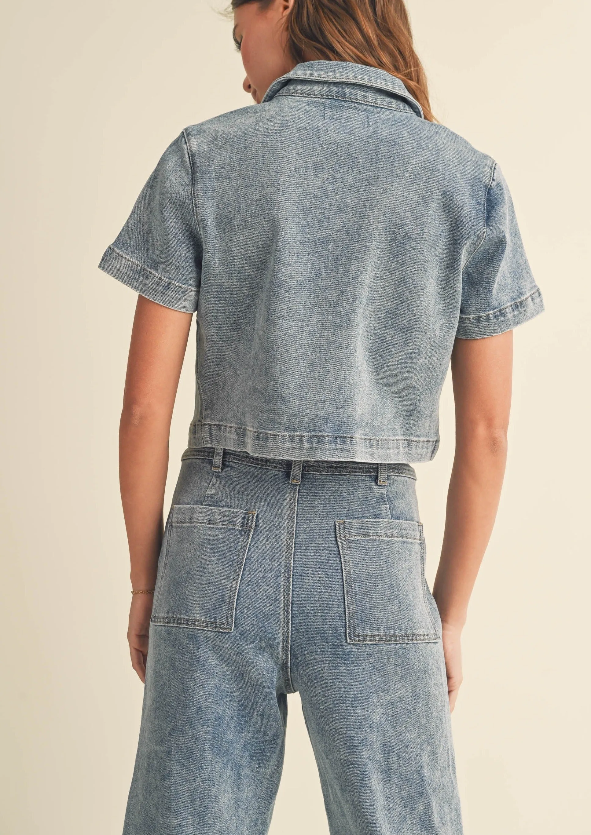 Washed Denim Collard Shirt sold by Evercado product image thumbnail 3