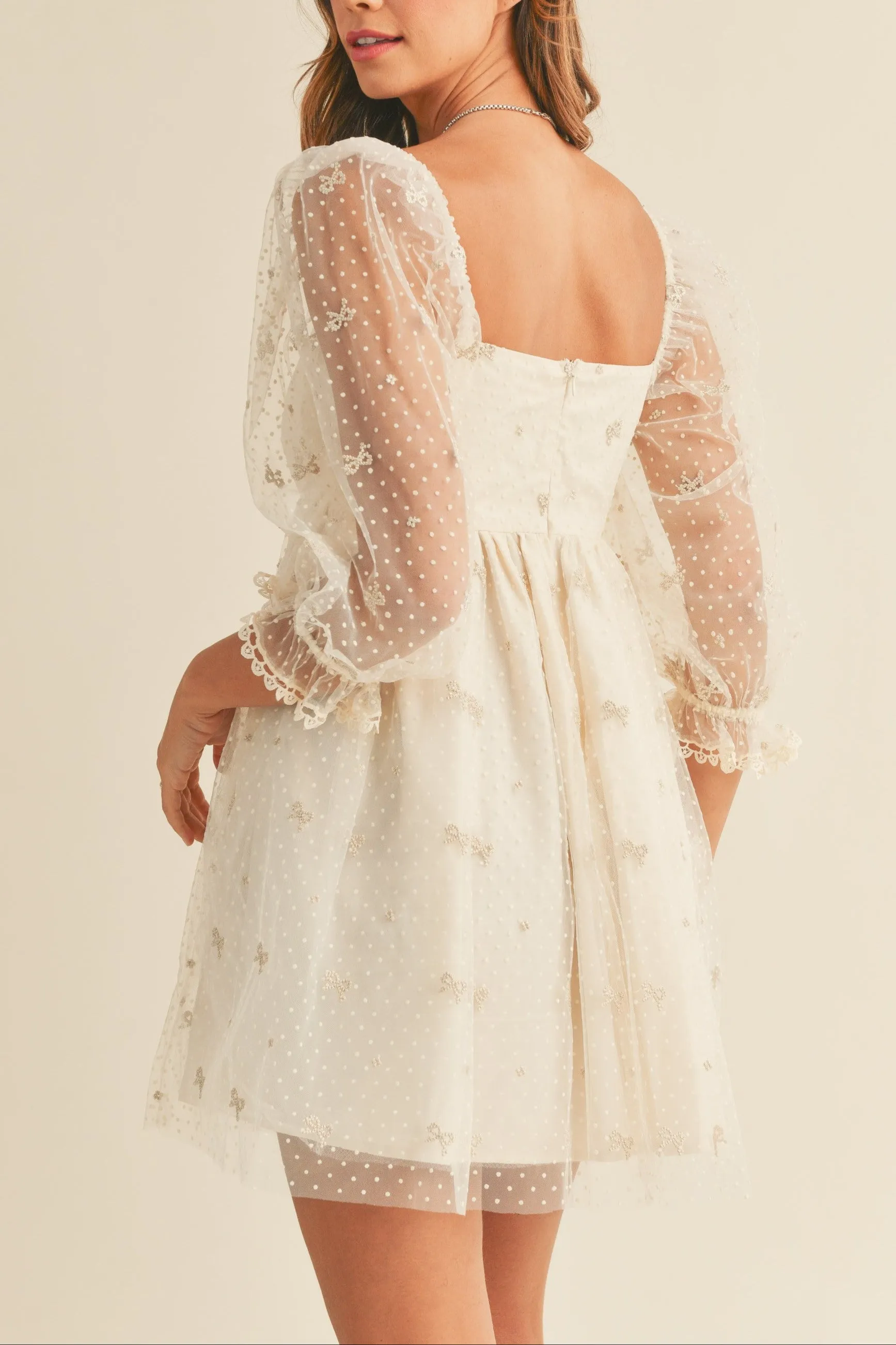 Swiss Dot Mesh Sleeve Dress sold by Evercado product image thumbnail 3