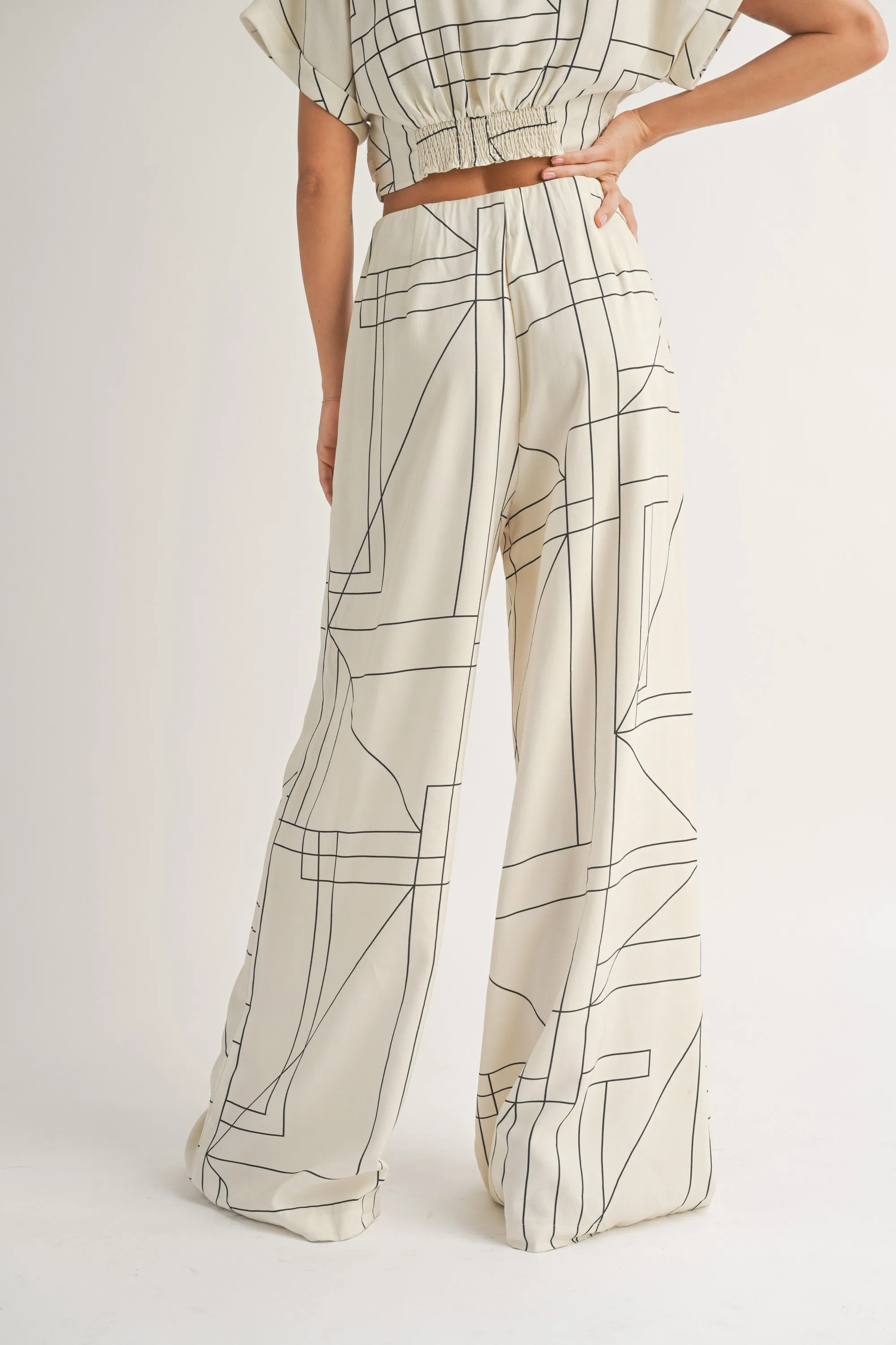 Grid Pattern Wide Leg Pants sold by Evercado product image thumbnail 3