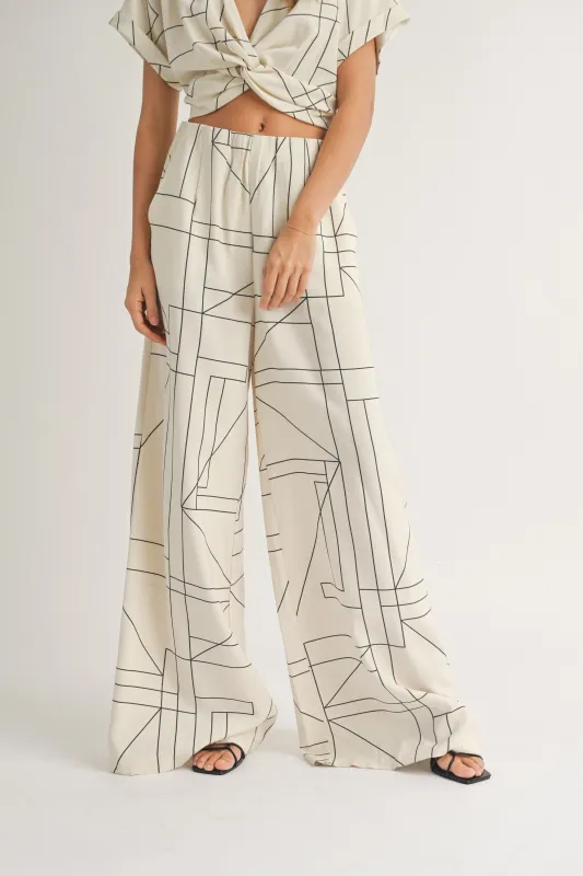 Grid Pattern Wide Leg Pants sold by Evercado