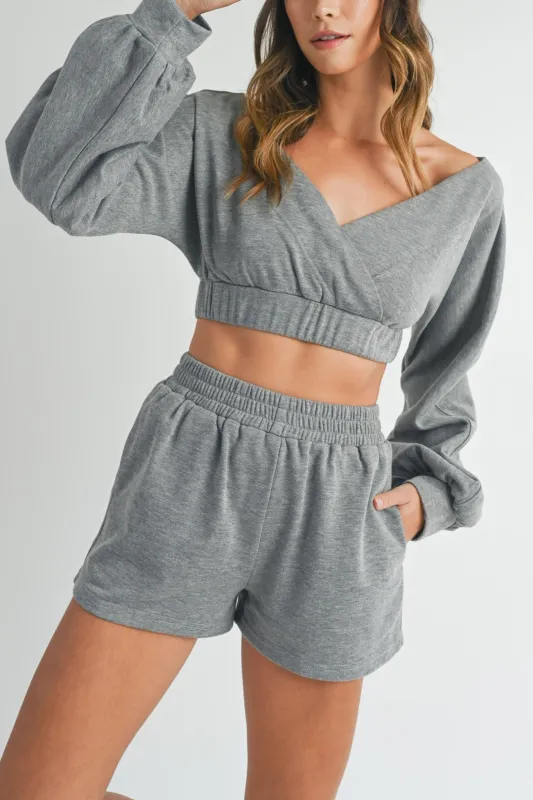 Off Shoulder Crop Top & Shorts Set sold by Evercado