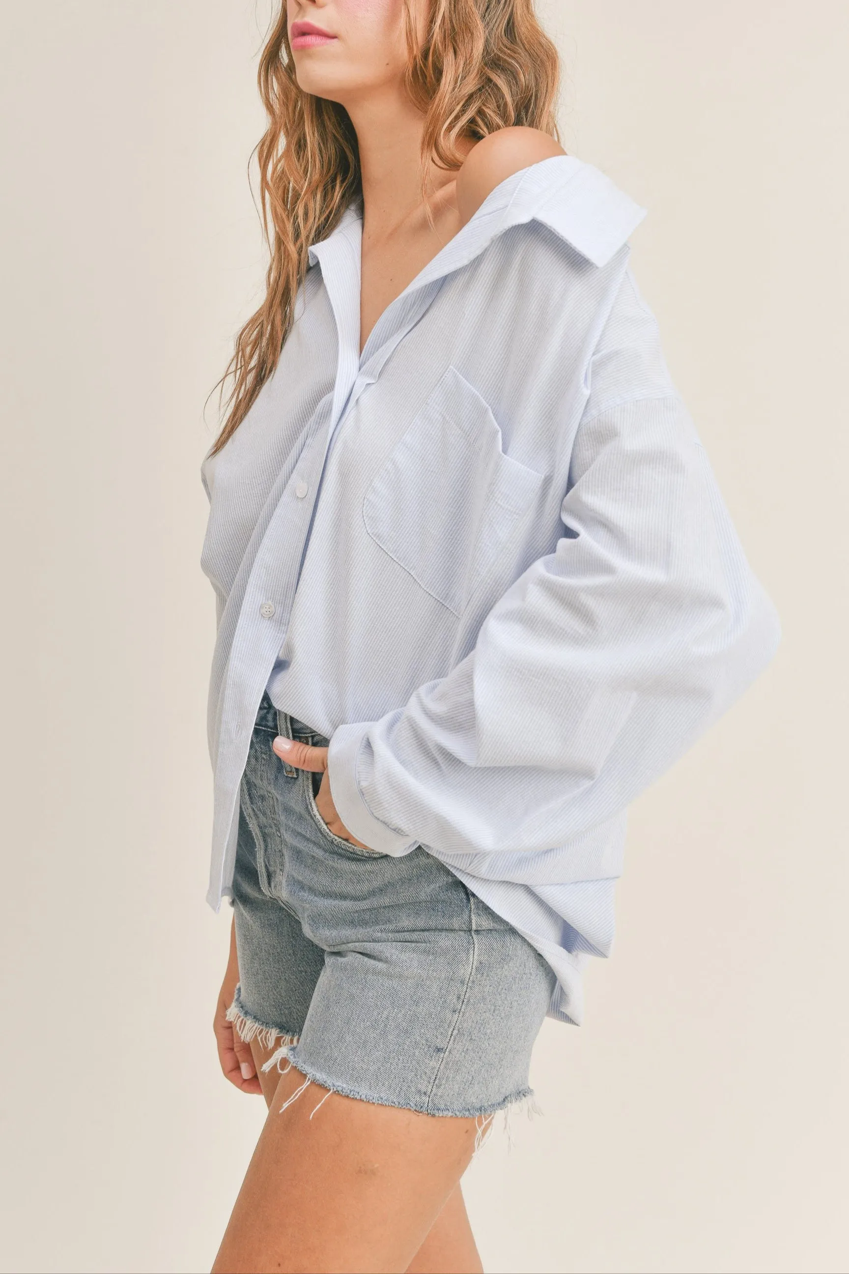 Oversized Stripe Button Down Shirt sold by Evercado product image thumbnail 5